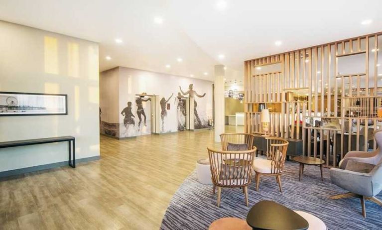 comfortable lobby-lounge area ideal for coworking at Hampton by Hilton Blackpool.