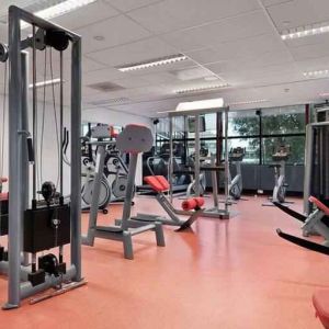 Fully equipped fitness center at the Hilton Amsterdam.