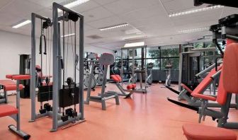 Fully equipped fitness center at the Hilton Amsterdam.