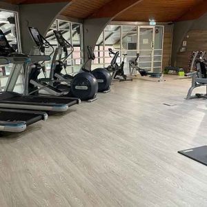 well equipped fitness center at Hilton Cobham.