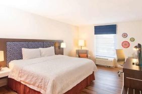 spacious king room with TV and work desk ideal to work remotely at Hampton Inn & Suites by Hilton San Jose-Airport.