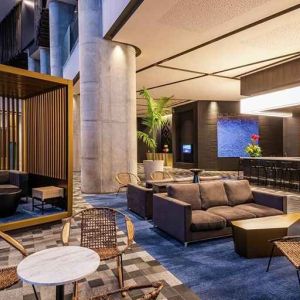 comfortable lobby and coworking space at Hilton Bogota Corferias.