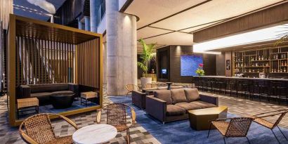 comfortable lobby and coworking space at Hilton Bogota Corferias.