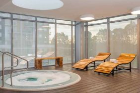 relaxing indoor jacuzzi with pool beds at Hilton Garden Inn Bogota Airport.