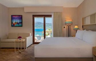 beautiful king suite with lounge and sea views at DoubleTree by Hilton Bodrum Isil Club Resort.