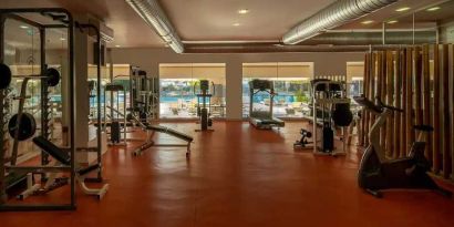 well equipped fitness center at DoubleTree by Hilton Bodrum Isil Club Resort.