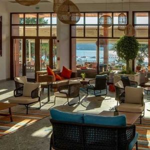 comfortable lobby and coworking space at DoubleTree by Hilton Bodrum Isil Club Resort.