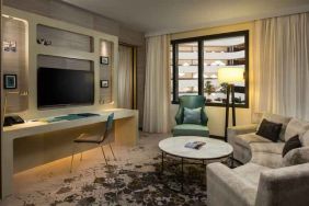 Comfortable living room suitable as workspace at the Hilton Amsterdam Airport Schiphol.