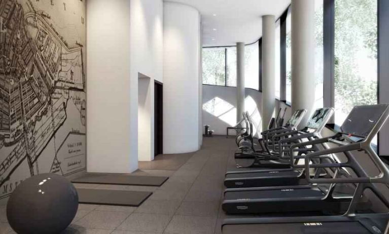 Fitness center with treadmills at the Hilton Amsterdam Airport Schiphol.