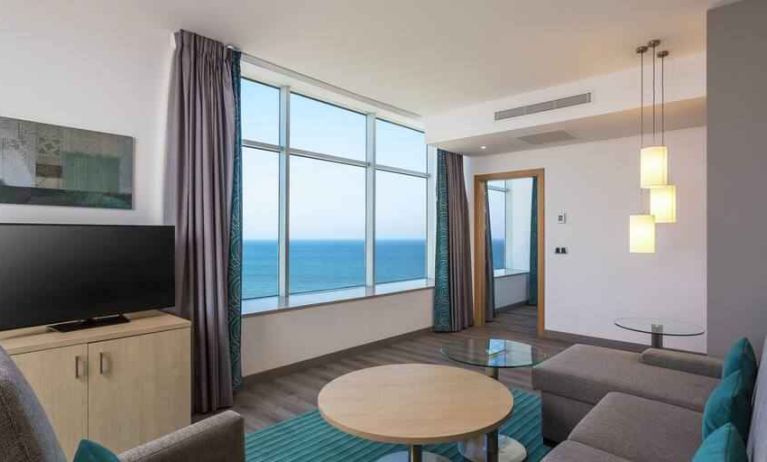 Living room perfect as workspace at the Hilton Garden Inn Tanger City Center.