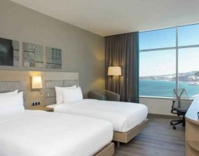 Twin room with ocean view at the Hilton Garden Inn Tanger City Center.