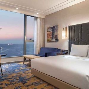 beautiful king room with ocean views at Hilton Istanbul Bakirkoy.