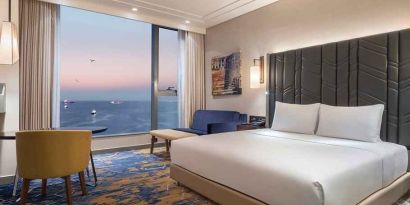 beautiful king room with ocean views at Hilton Istanbul Bakirkoy.