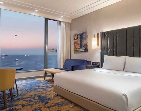 beautiful king room with ocean views at Hilton Istanbul Bakirkoy.