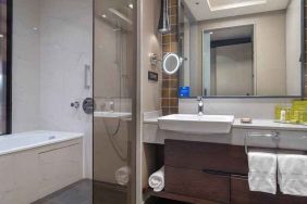 spacious bathroom and shower at Hilton Istanbul Bakirkoy.