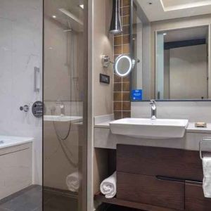 spacious bathroom and shower at Hilton Istanbul Bakirkoy.