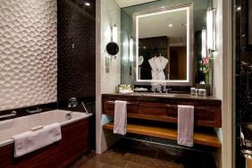 spacious king bathroom at Hilton Istanbul Bomonti Hotel & Conference Center.