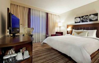 spacious king room with TV and work desk at Hilton Garden Inn Mardin.