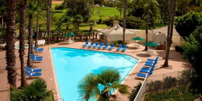 Beautiful outdoor pool area at the Hilton Garden Inn Tuxtla Gutierrez.