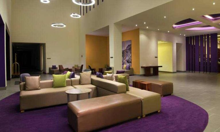 Lobby workspace perfect for co-working at the Hilton Garden Inn Monterrey Airport, Nuevo Leon, Mexico.