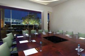 Meeting boardroom with square table at the Hilton Garden Inn Monterrey Airport, Nuevo Leon, Mexico.