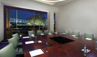 Meeting boardroom with square table at the Hilton Garden Inn Monterrey Airport, Nuevo Leon, Mexico.