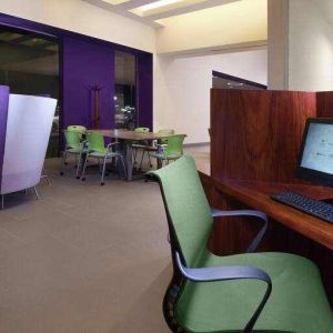 Business center with computer at the Hilton Garden Inn Monterrey Airport, Nuevo Leon, Mexico.