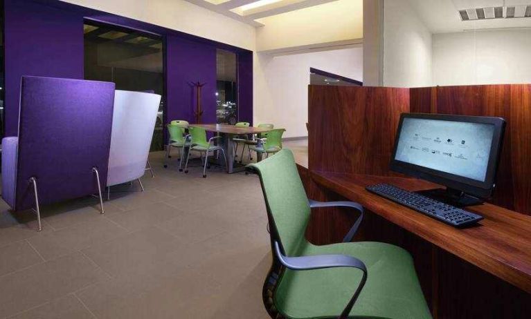 Business center with computer at the Hilton Garden Inn Monterrey Airport, Nuevo Leon, Mexico.