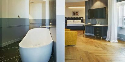 luxurious suite with relaxing bath tub at Casa Alberola Alicante, Curio Collection by Hilton.