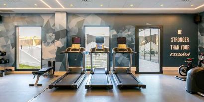 well equipped fitness center at Hampton by Hilton Alcobendas Madrid.