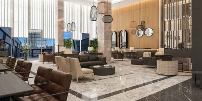 comfortable lobby and lounge area ideal as a coworking space at DoubleTree by Hilton Manisa.