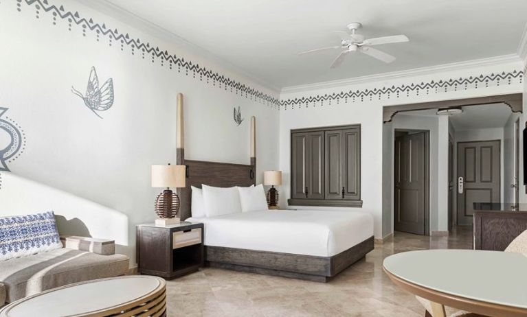 Spacious and comfortable king suite at the Hilton Los Cabos Beach & Golf Resort.