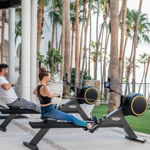 Outdoor fitness center overlooking the garden at the Hilton Los Cabos Beach & Golf Resort.