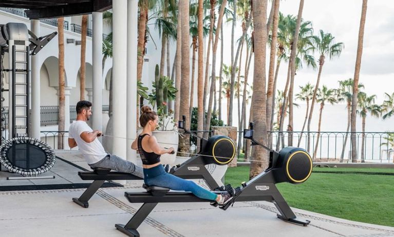 Outdoor fitness center overlooking the garden at the Hilton Los Cabos Beach & Golf Resort.