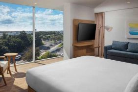 Queen room with view at the Hilton Garden Inn Cancun Airport.