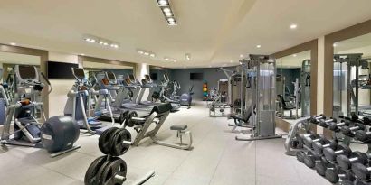 Fully equipped fitness center at the DoubleTree by Hilton Doha - Old Town.