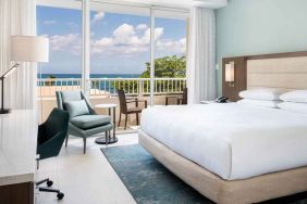 King bedroom with desk at the Caribe Hilton.