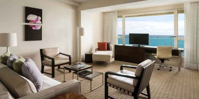 Comfortable living room at the Caribe Hilton.