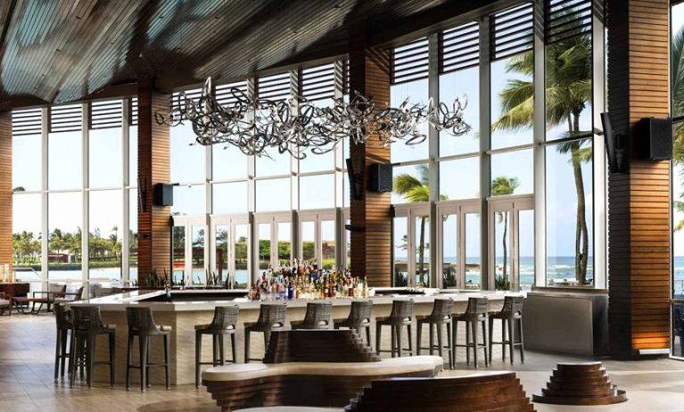 Dining area perfect as workspace at the Caribe Hilton.