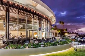 Outdoor patio suitable for co-working at the Caribe Hilton.