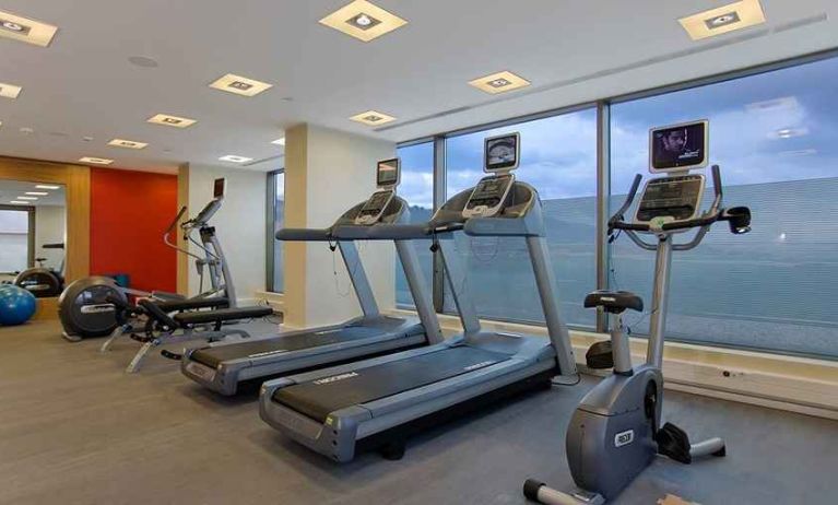 well equipped fitness center with treadmills and weights at Hilton Garden Inn Kutahya.