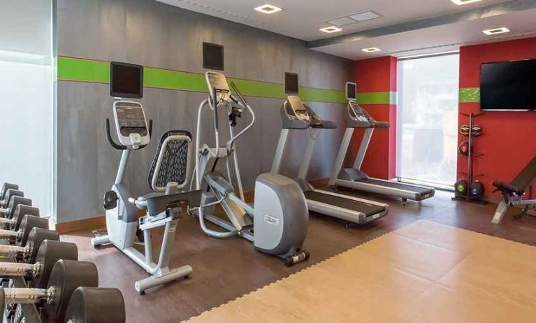 well equipped fitness center with treadmills and weights at Hampton by Hilton Samsun.