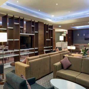 comfortable lobby and lounge area ideal for coworking at Hampton by Hilton Istanbul Kayasehir.