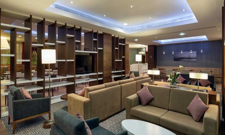 comfortable lobby and lounge area ideal for coworking at Hampton by Hilton Istanbul Kayasehir.