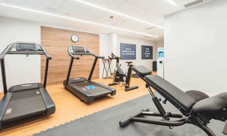 Fitness center with treadmills at the Hampton by Hilton Warsaw Reduta.