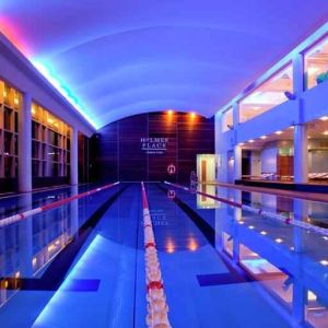 Indoor swimming pool at the Hilton Warsaw City.