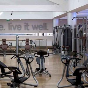 Fully equipped fitness center at the Hilton Warsaw City.