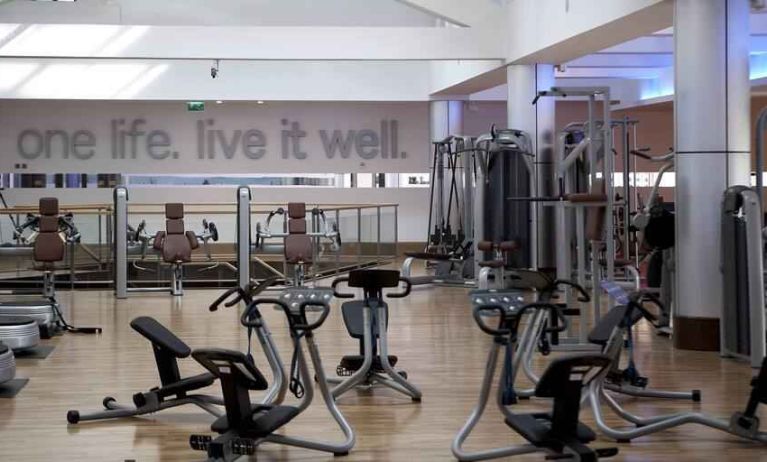 Fully equipped fitness center at the Hilton Warsaw City.