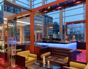 Elegant lobby workspace at the Hilton Warsaw City.