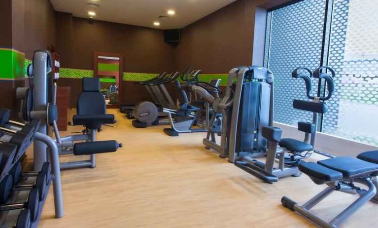 Fully equipped fitness center at the Hampton by Hilton Gdansk Airport.